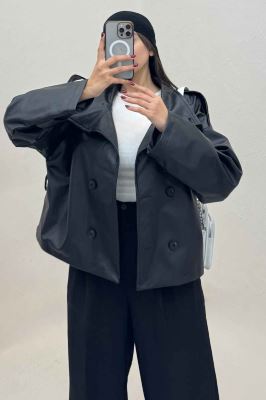 کت چرم یقه ایستاده 