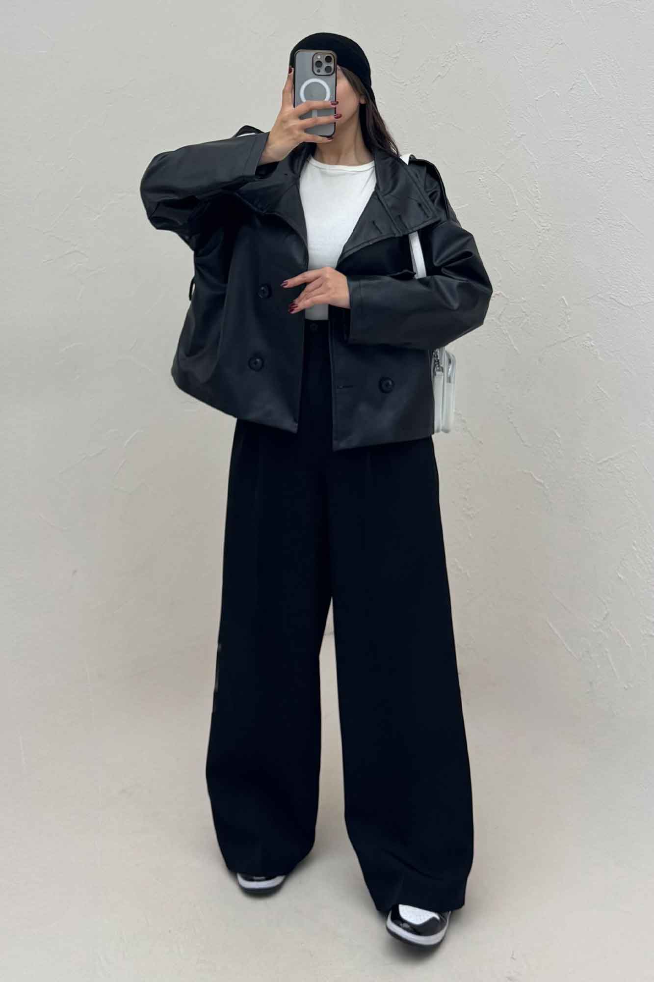 کت چرم یقه ایستاده 