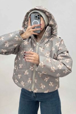 کاپشن پافری کلاهدار طرح خرس کد 439