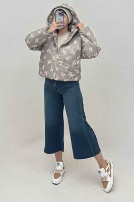 کاپشن پافری کلاهدار طرح خرس کد 439