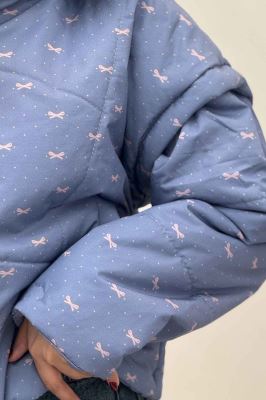 کاپشن پافری کلاهدار طرح پاپیون کد 439