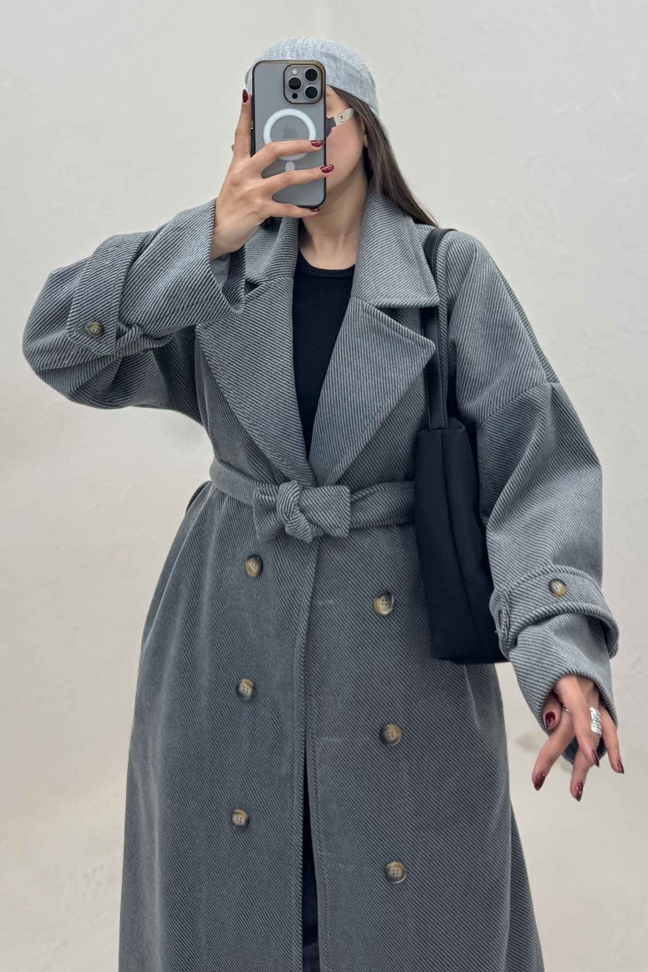 پالتو بلند فوتر کجراه آستردار TRAFEL