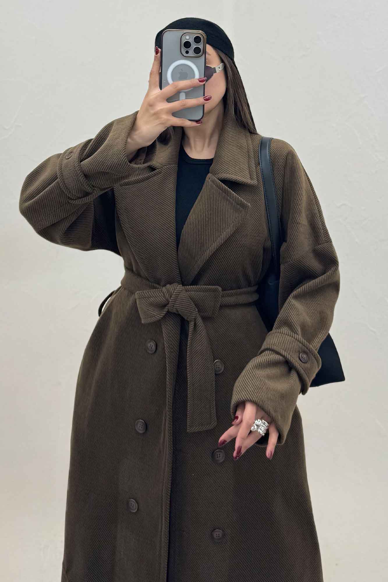 پالتو بلند فوتر کجراه آستردار TRAFEL