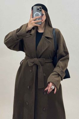 پالتو بلند فوتر کجراه آستردار TRAFEL