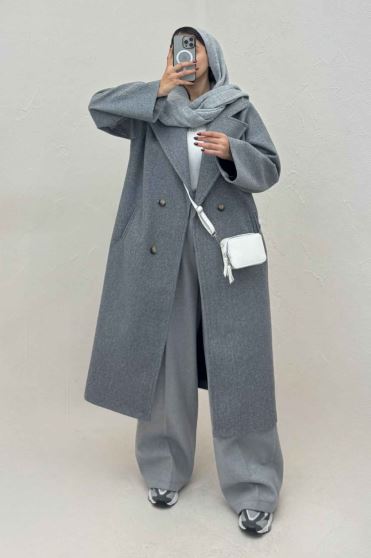 پالتو فوتر بلند پشت چاکدار FASHION