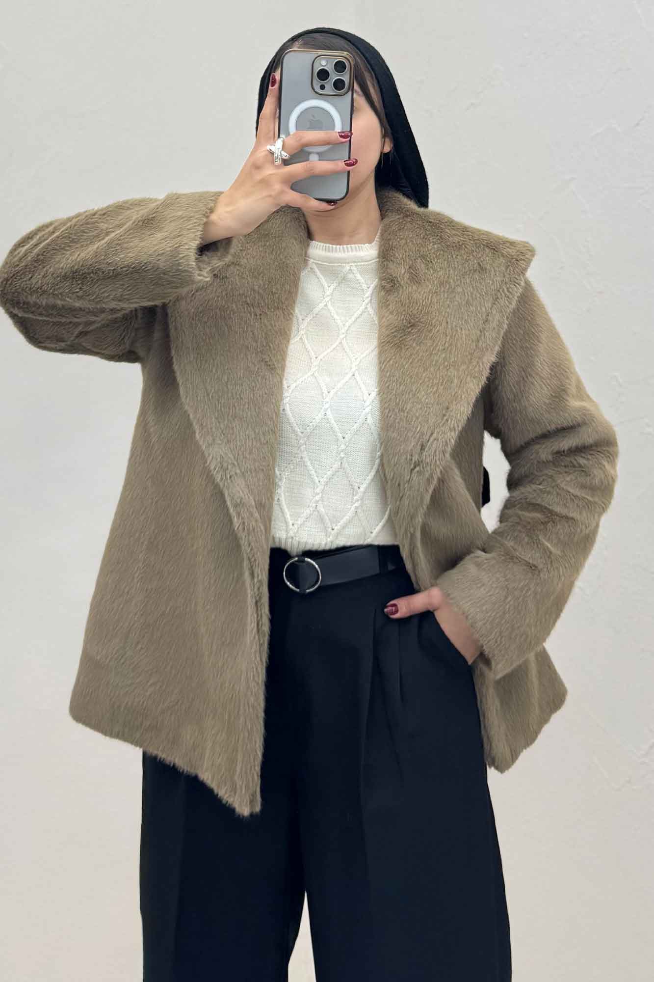 کت پوست آستردار یقه شالی