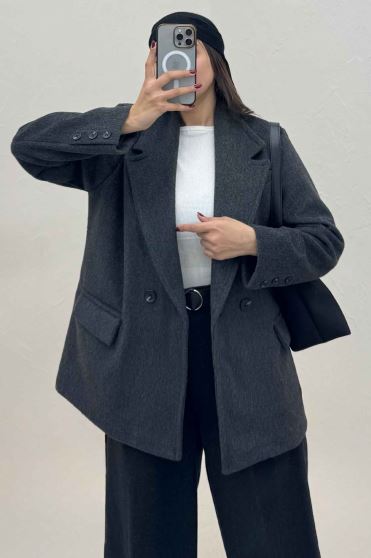 پالتو موهر سه جیب آستردار دو دکمه