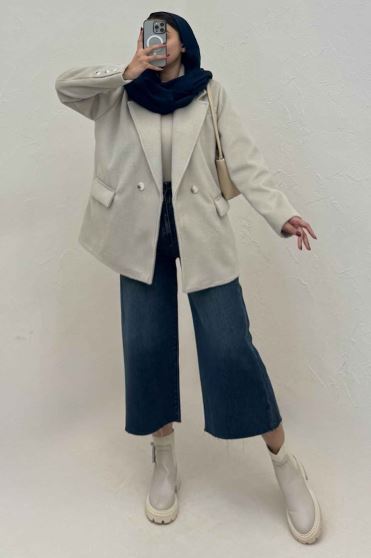 پالتو موهر سه جیب آستردار دو دکمه