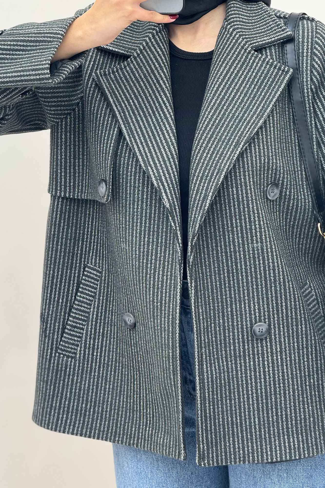 کت فوتر زنجیری آستردار دو جیب خطی