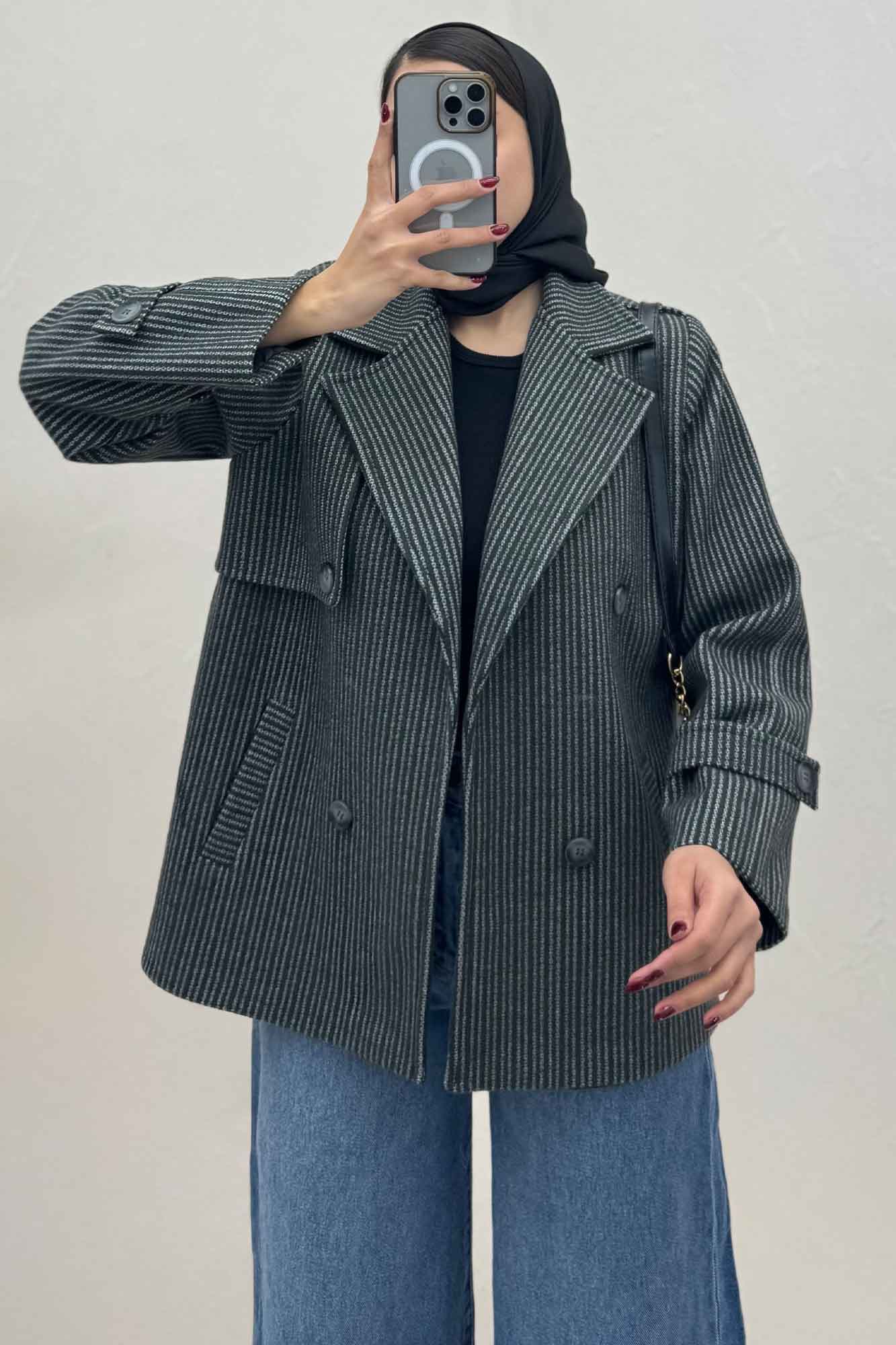 کت فوتر زنجیری آستردار دو جیب خطی