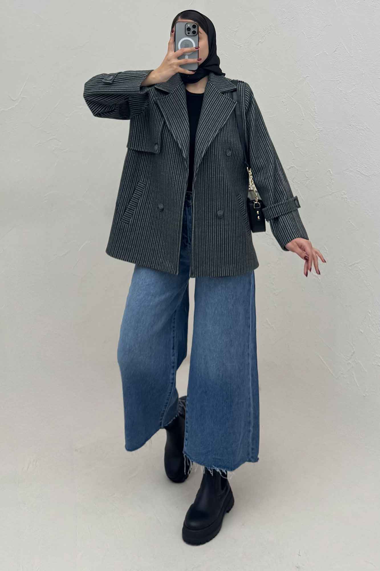 کت فوتر زنجیری آستردار دو جیب خطی