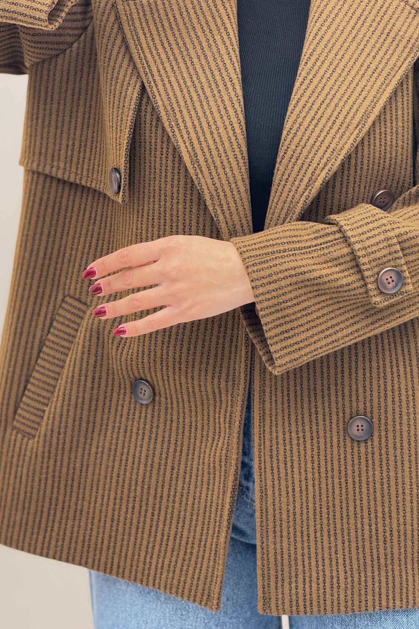 کت فوتر زنجیری آستردار دو جیب خطی