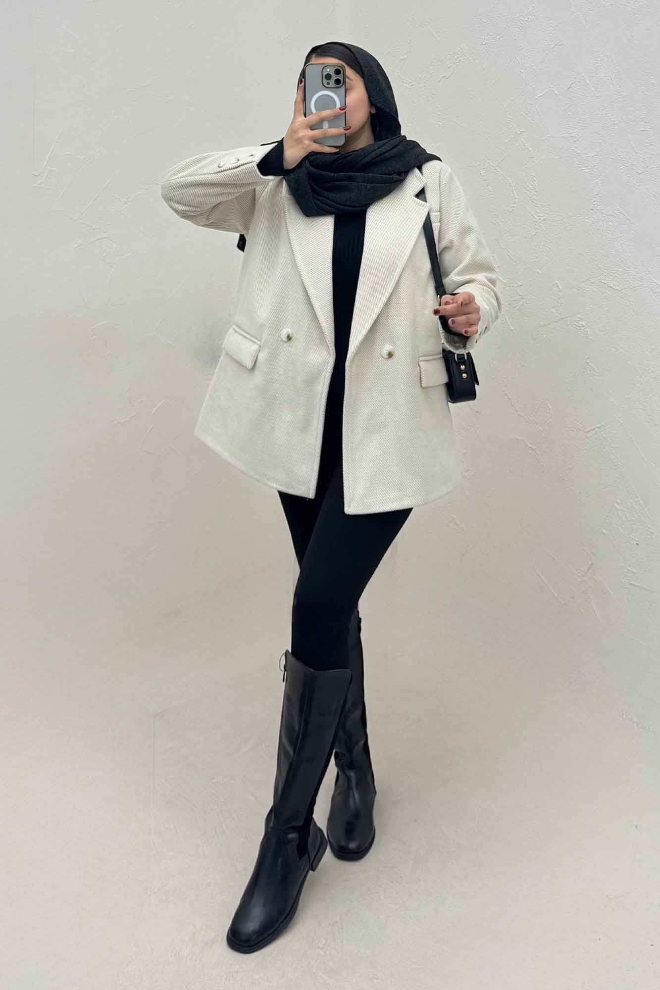 کت فوتر کجراه مخملی آستردار سه جیب 