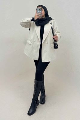 کت فوتر کجراه مخملی آستردار سه جیب 