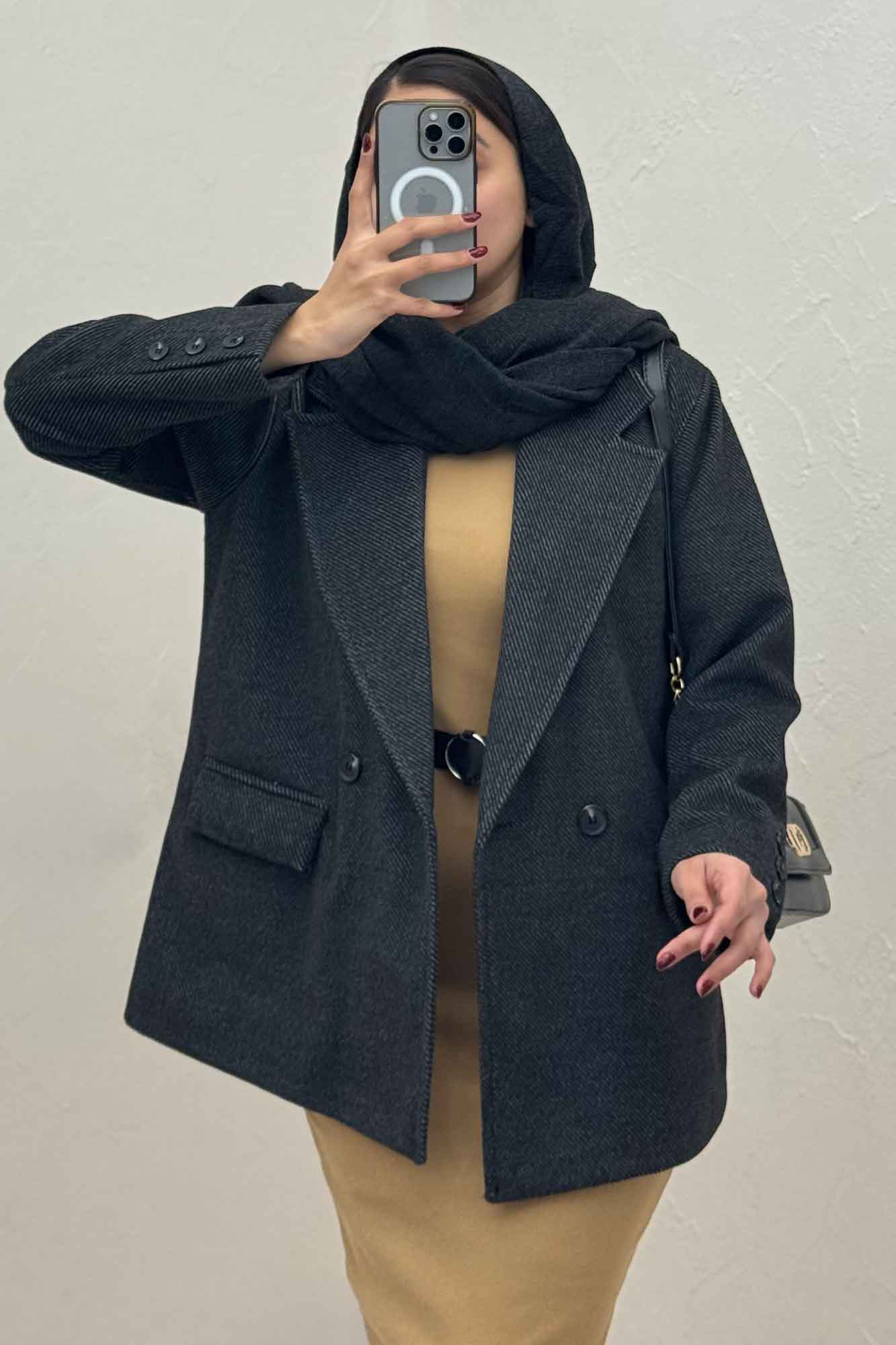 کت فوتر کجراه مخملی آستردار سه جیب 