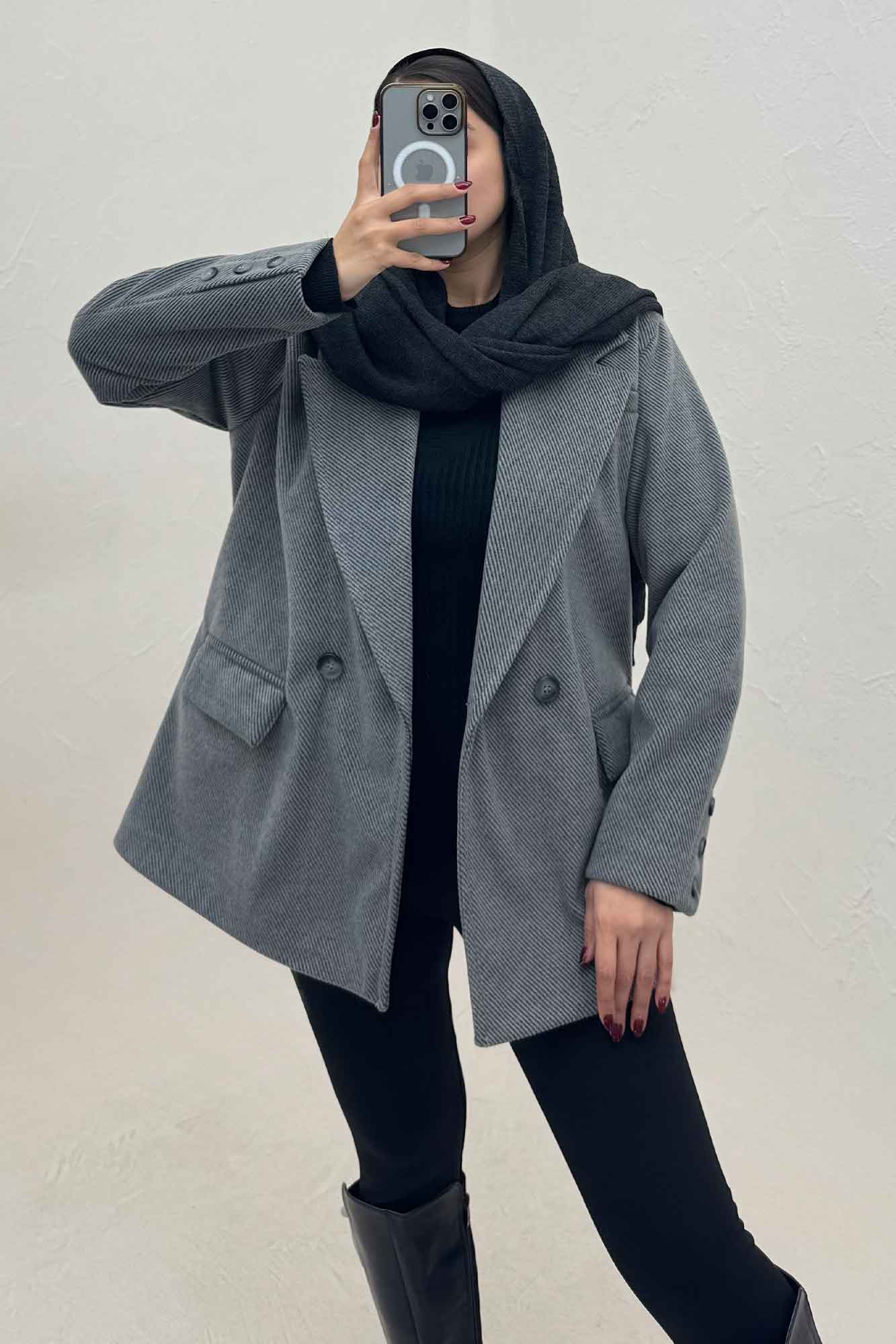 کت فوتر کجراه مخملی آستردار سه جیب 