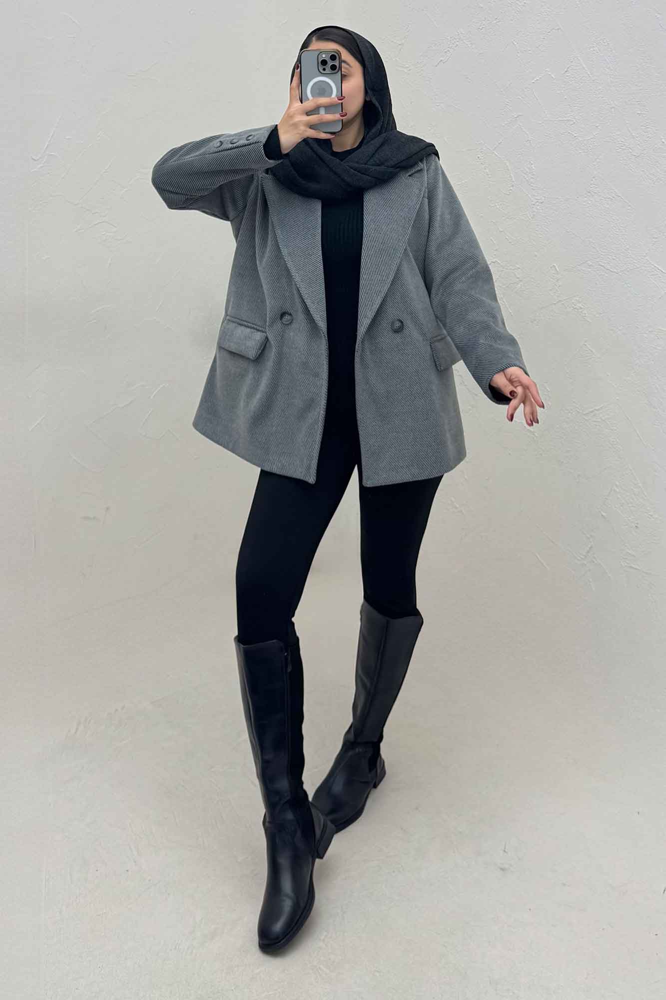 کت فوتر کجراه مخملی آستردار سه جیب 