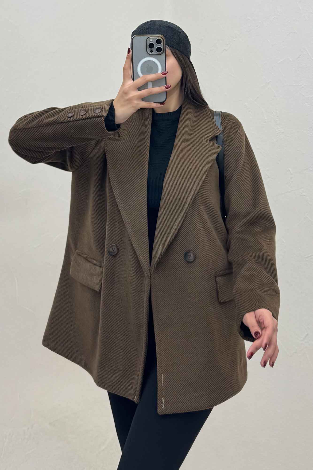 کت فوتر کجراه مخملی آستردار سه جیب 