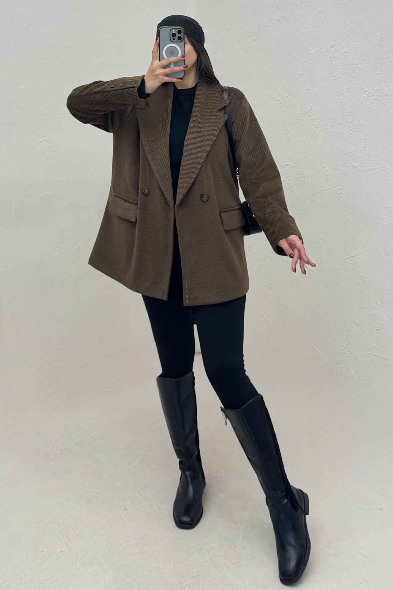 کت فوتر کجراه مخملی آستردار سه جیب 