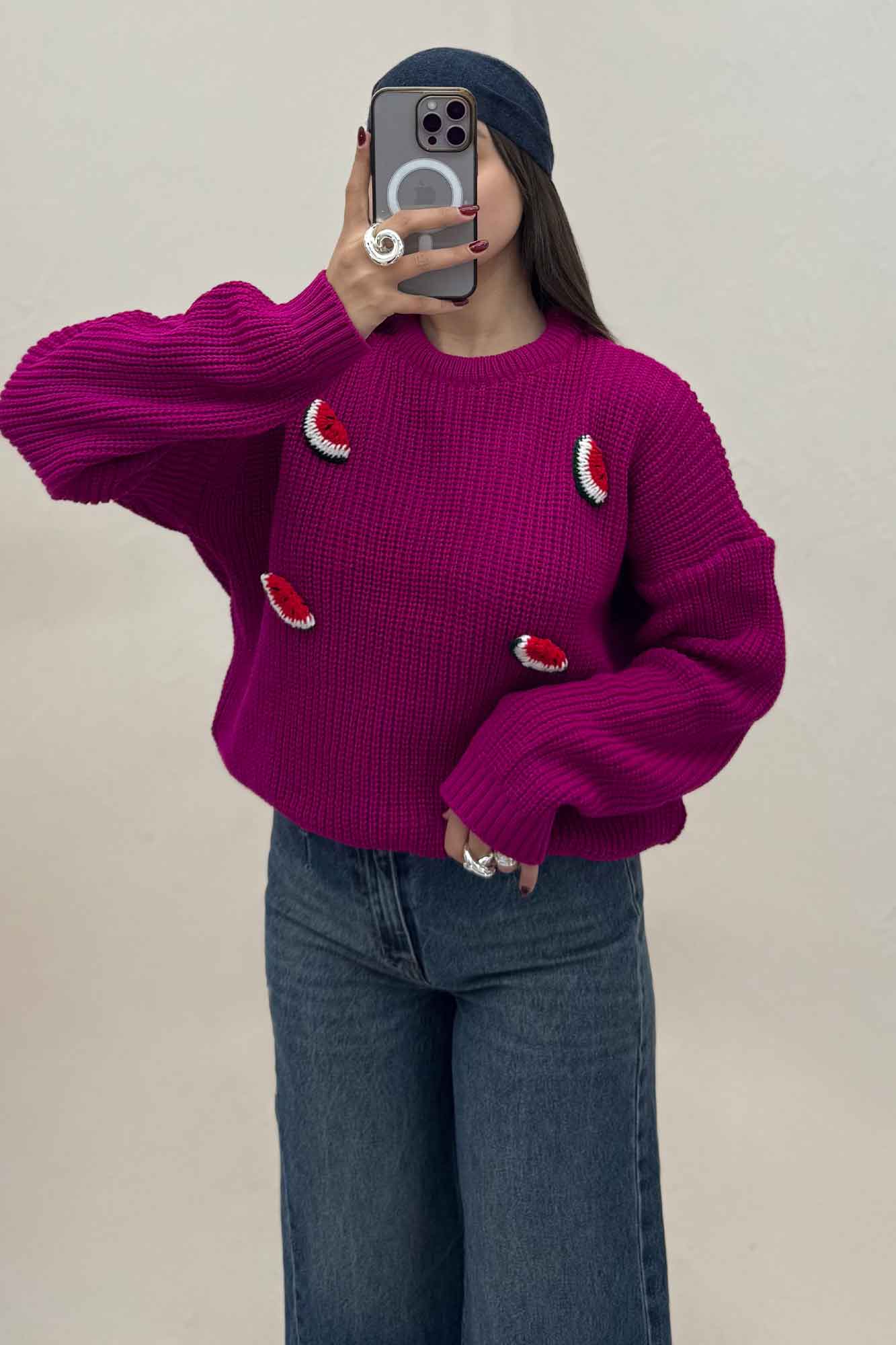 بلوز بافت یلدایی طرح هندوانه