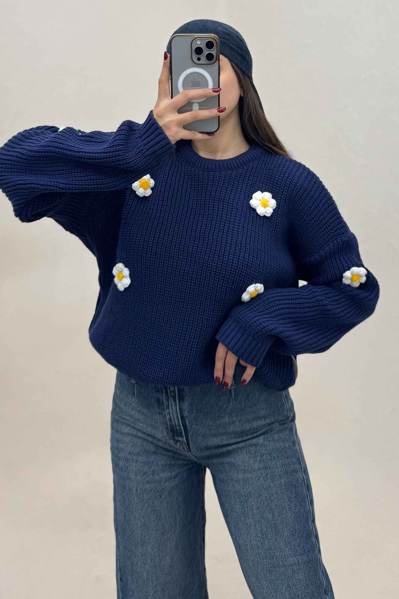 بلوز بافت طرح برجسته بابونه