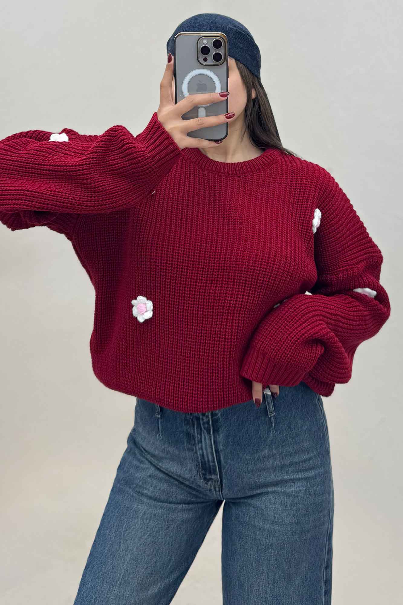 بلوز بافت طرح برجسته بابونه