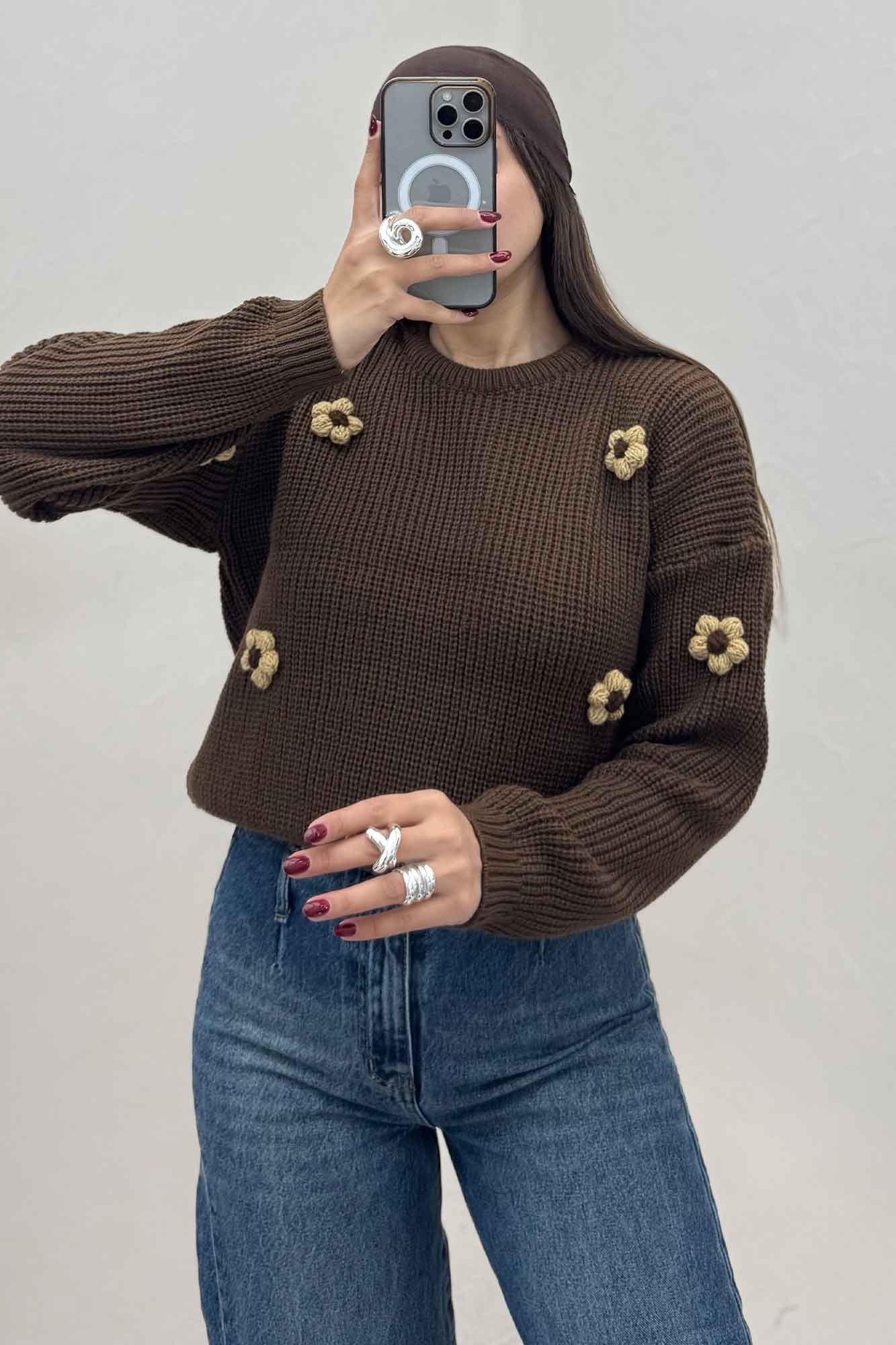 بلوز بافت طرح برجسته بابونه