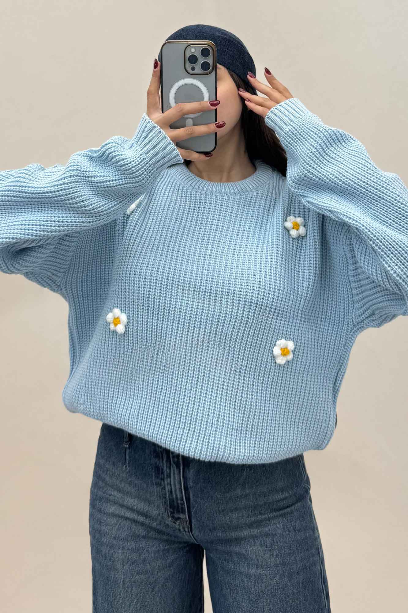 بلوز بافت طرح برجسته بابونه