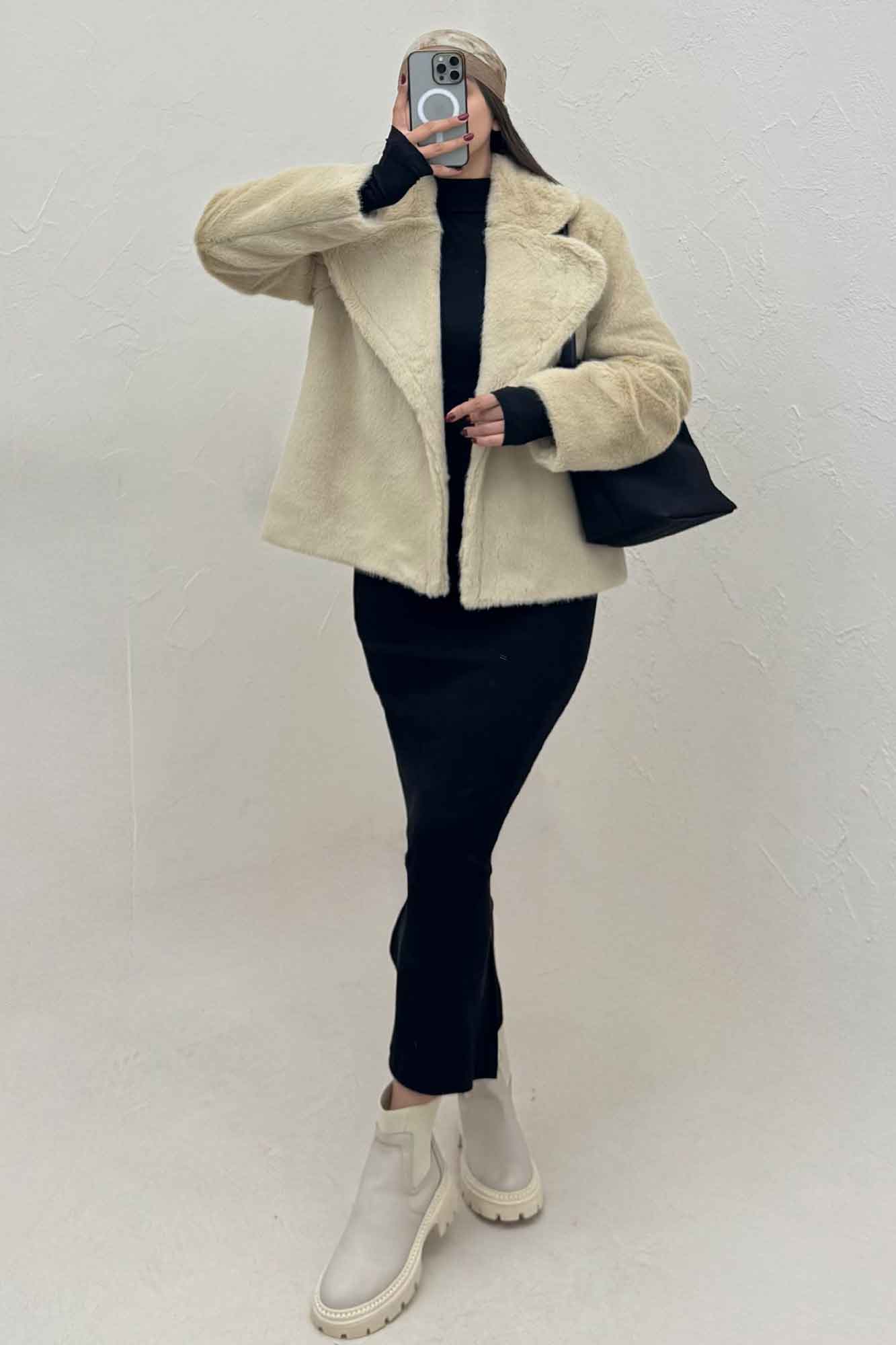 کت پوست آستردار مدل کارمین