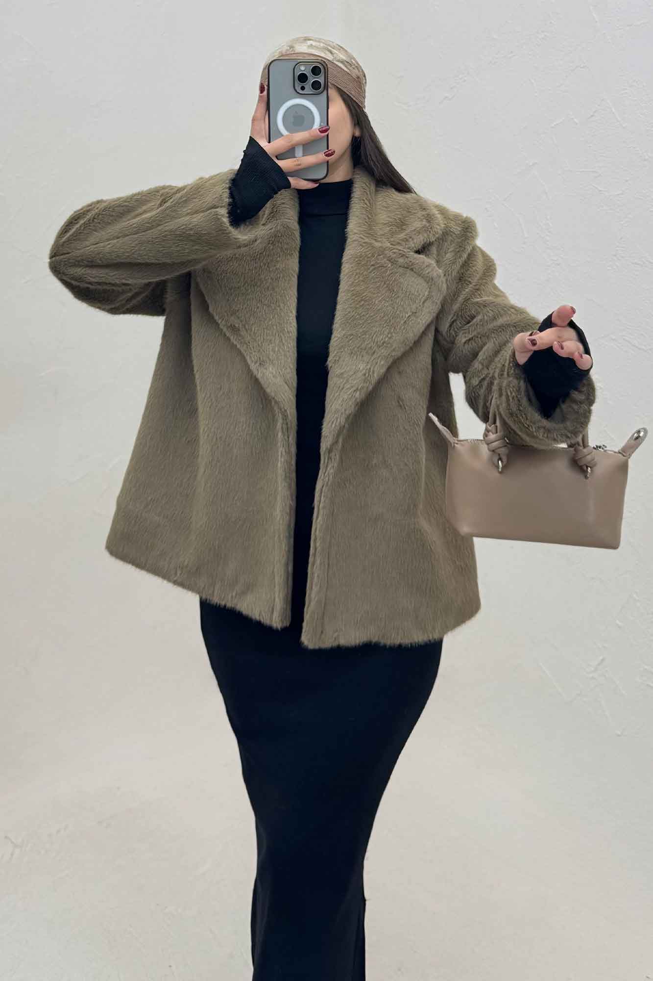 کت پوست آستردار مدل کارمین