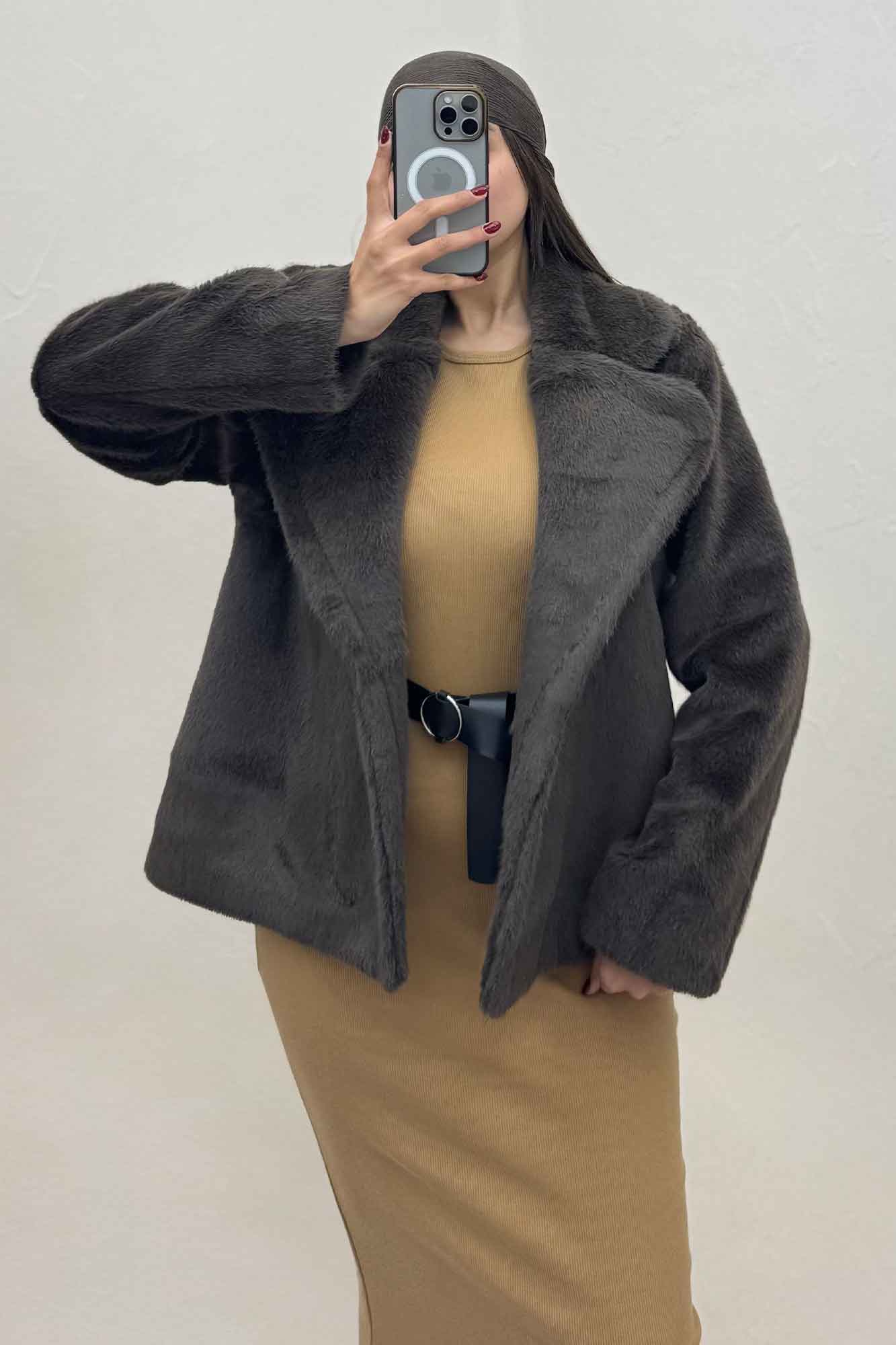 کت پوست آستردار مدل کارمین