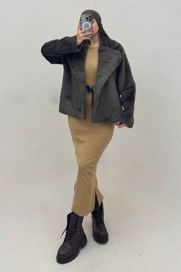 کت پوست آستردار مدل کارمین