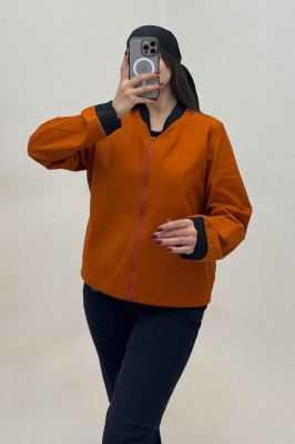 بامبر جکت زیپدار کتان کاپرا