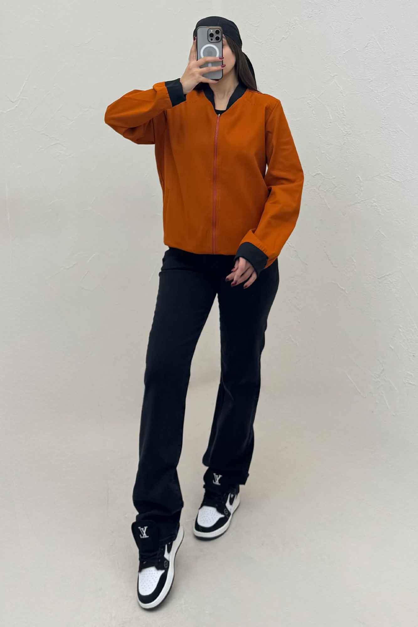 بامبر جکت زیپدار کتان کاپرا