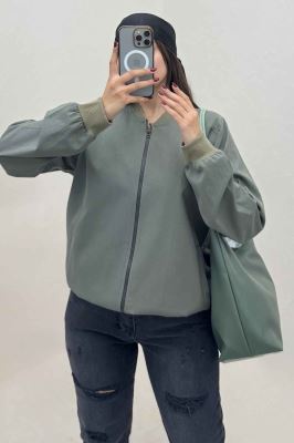 بامبر جکت زیپدار کتان کاپرا