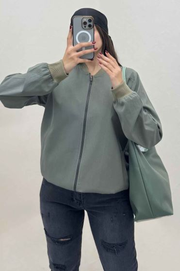 بامبر جکت زیپدار کتان کاپرا