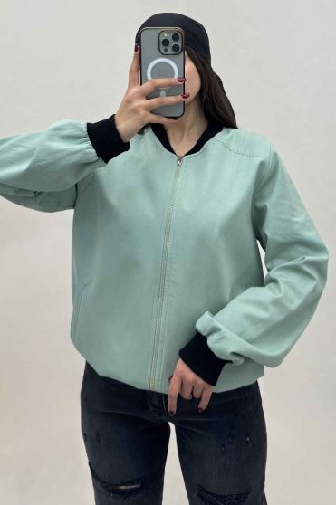 بامبر جکت زیپدار کتان کاپرا