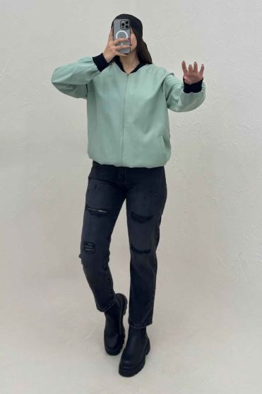 بامبر جکت زیپدار کتان کاپرا