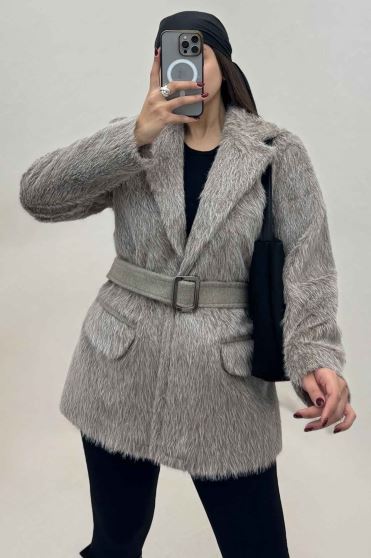 پالتو خزشاین آستردار کمربنددار