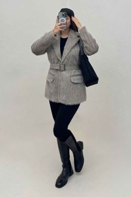 پالتو خزشاین آستردار کمربنددار