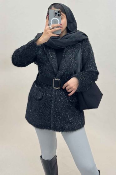 پالتو خزشاین آستردار کمربنددار