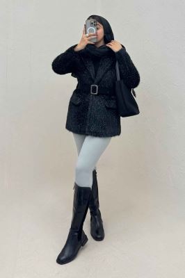 پالتو خزشاین آستردار کمربنددار