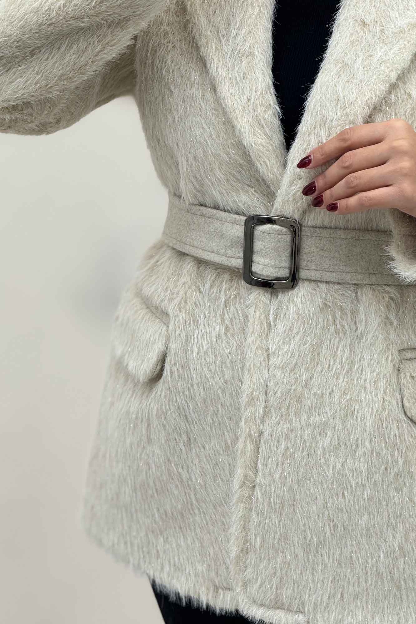 پالتو خزشاین آستردار کمربنددار