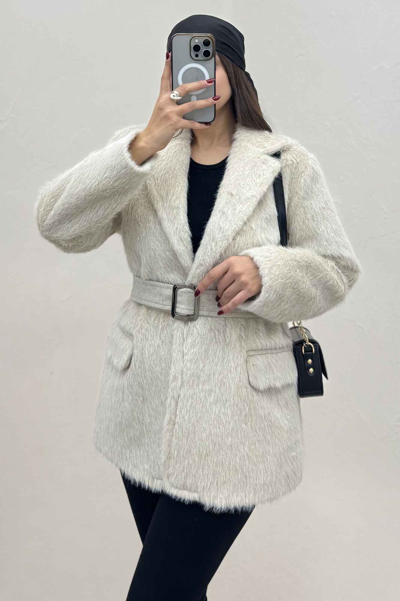 پالتو خزشاین آستردار کمربنددار