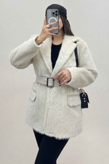 پالتو خزشاین آستردار کمربنددار