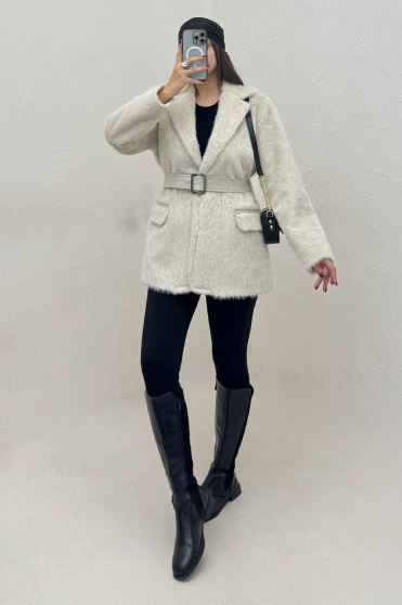 پالتو خزشاین آستردار کمربنددار