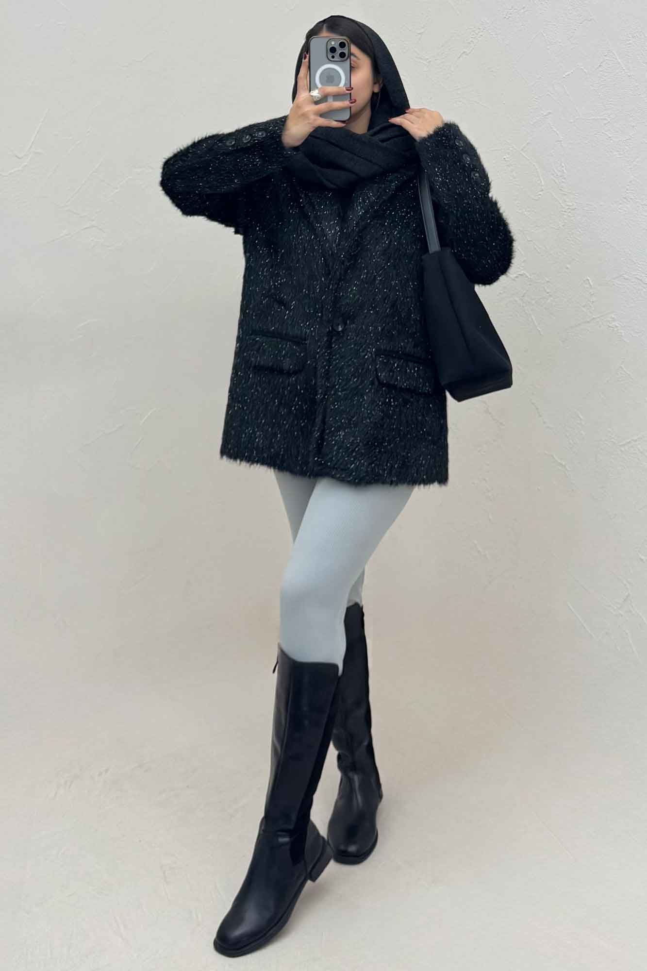 کت آستردار خزشاین پشت چاکدار