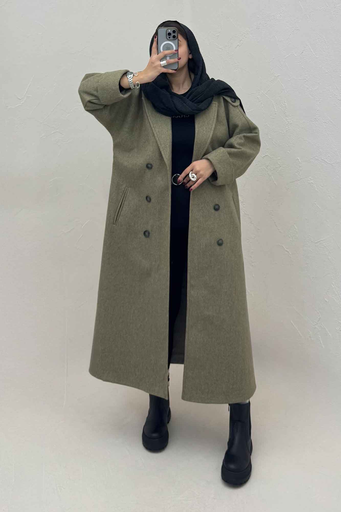 پالتو فوتر بلند مج پاکتی آستردار همیسا