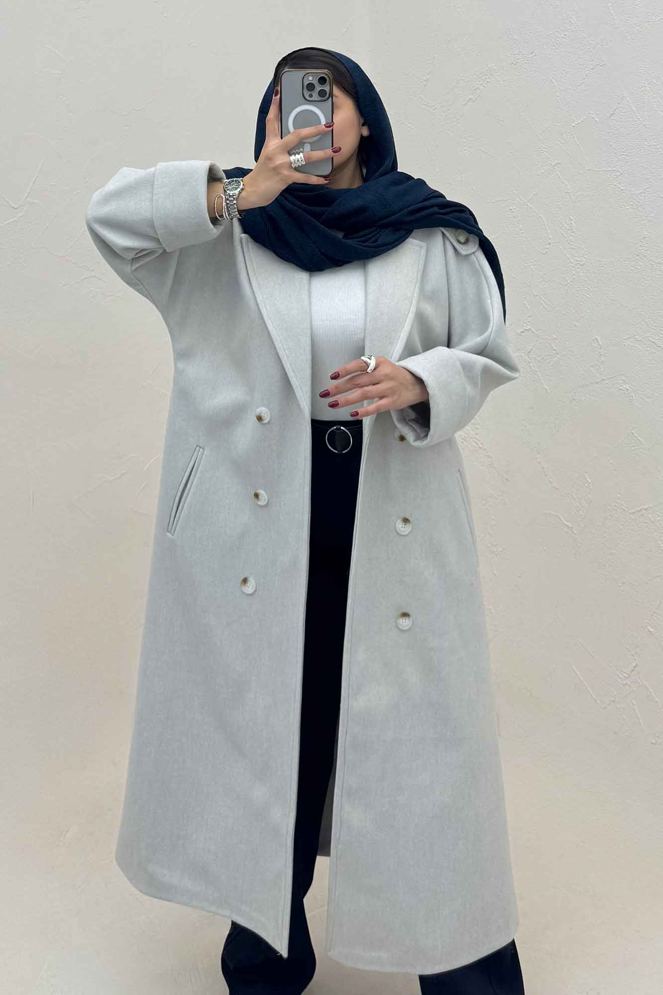 پالتو فوتر بلند مج پاکتی آستردار همیسا