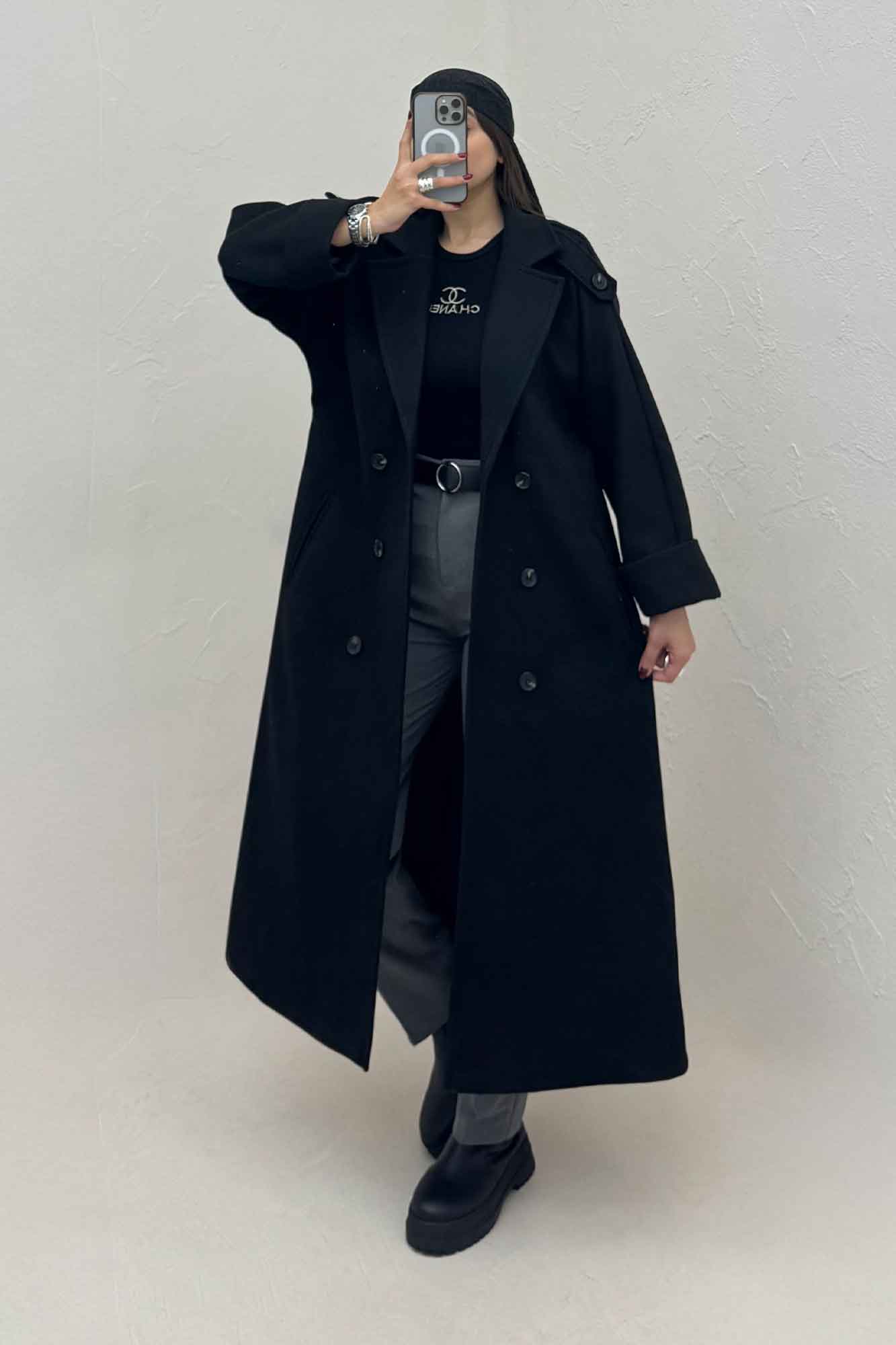 پالتو فوتر بلند مج پاکتی آستردار همیسا